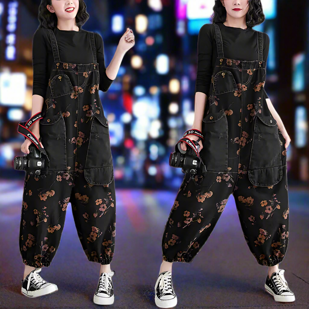 Floral Jeans Jumpsuit Romper
