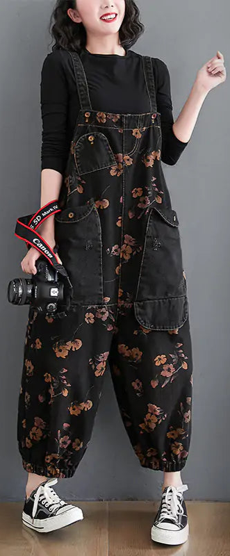 Floral Jeans Jumpsuit Romper