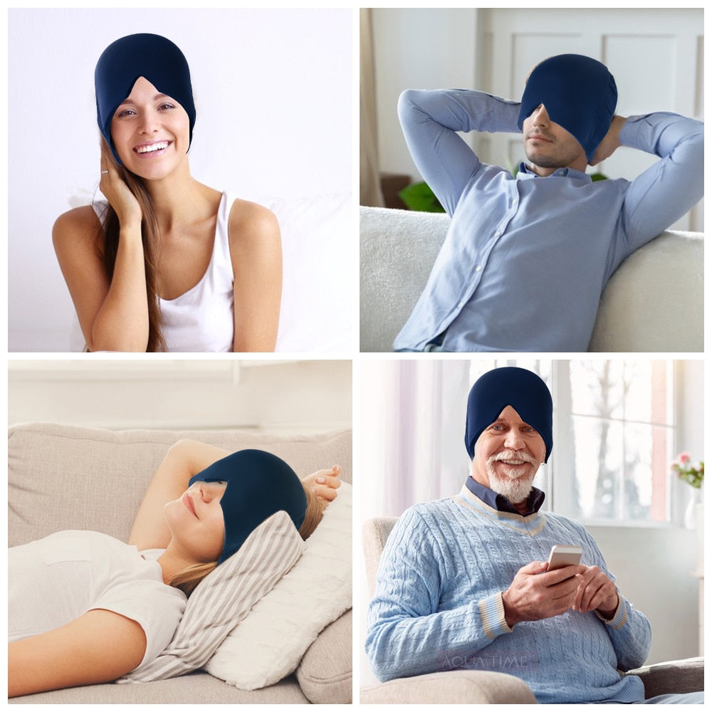 Headache & Migraine Relief Hat - Thermal Gel Cap by AquaTime Therapeutics