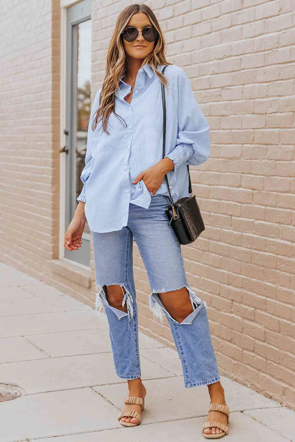 Alef Vakyr Collection | Denim Additions | Fernanda Lantern Sleeve Shirt