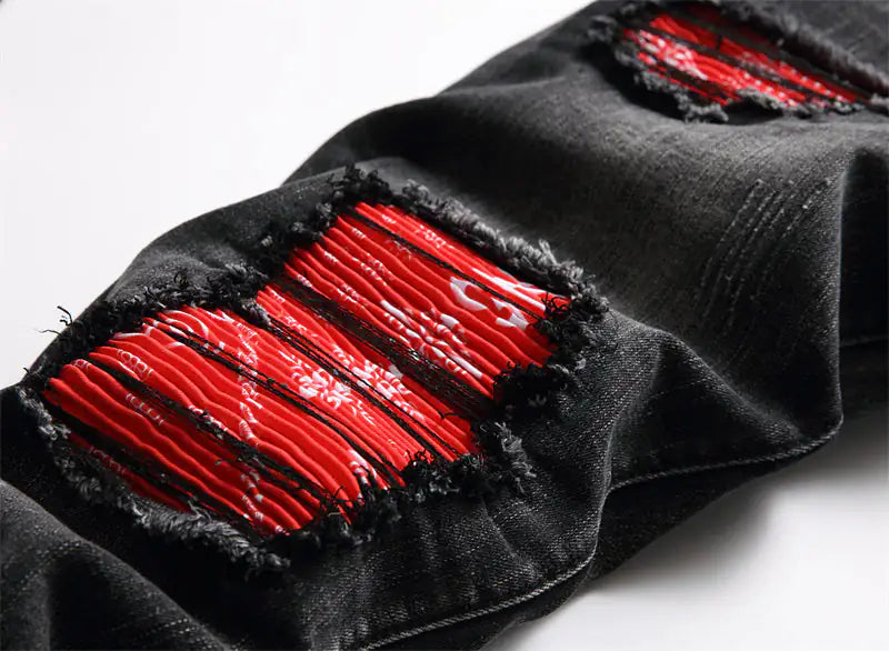 Rock Star Ripped Jeans | Red & Black Limited Edition