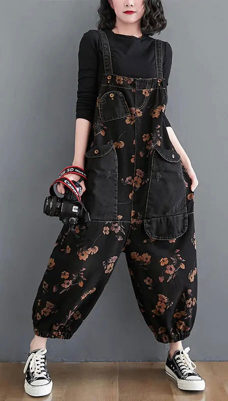 Floral Jeans Jumpsuit Romper