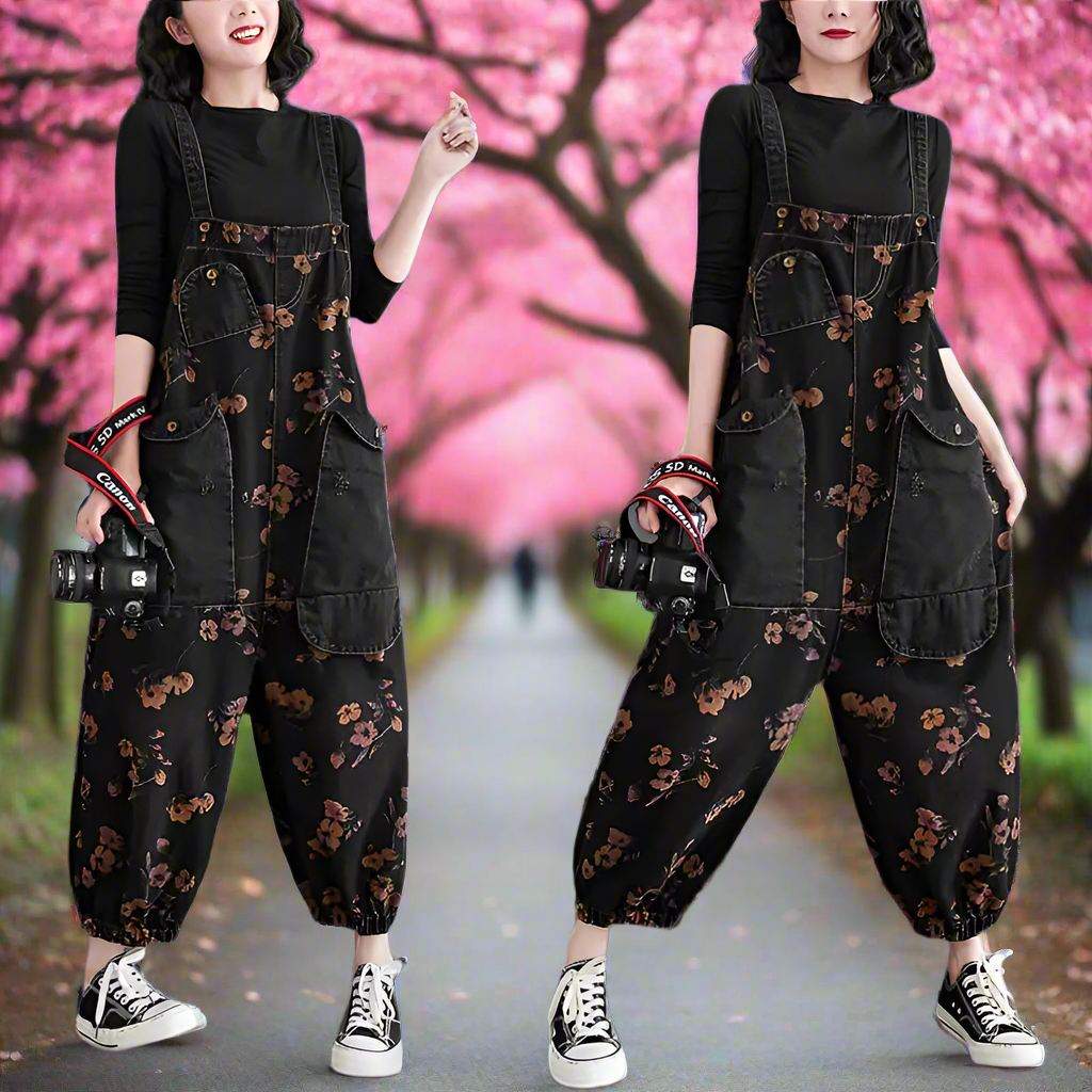 Floral Jeans Jumpsuit Romper