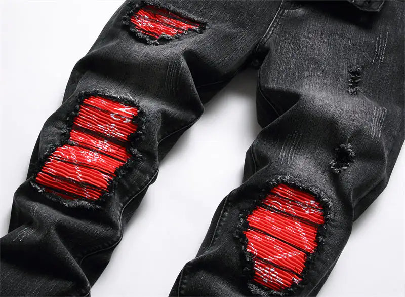 Rock Star Ripped Jeans | Red & Black Limited Edition