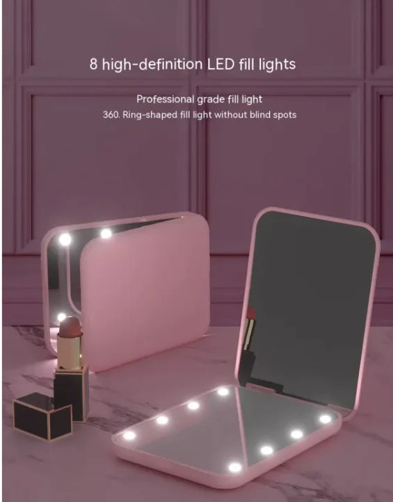 LED Compact Cosmetic Folding Mirror by GlowFold