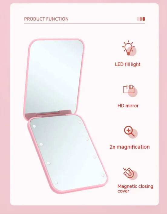 LED Compact Cosmetic Folding Mirror by GlowFold