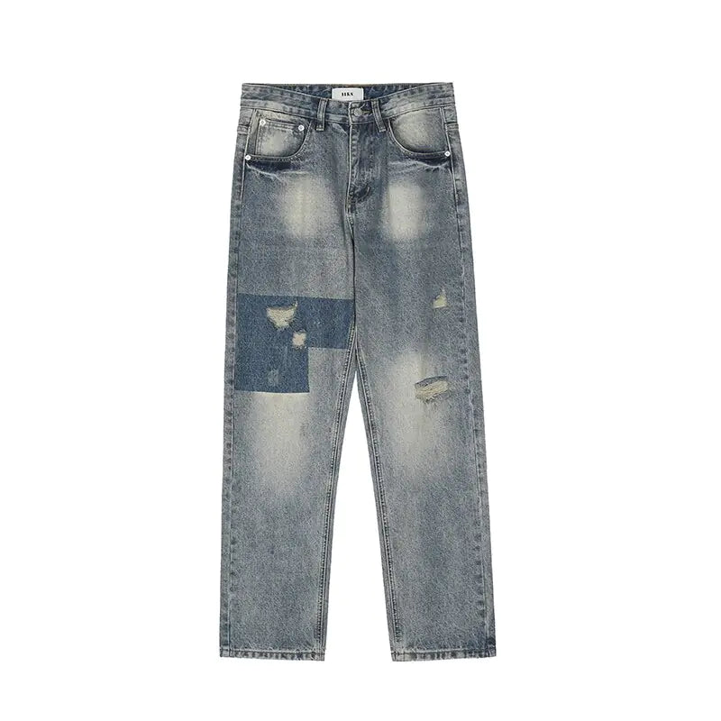Alef Vakyr Collection | Street Denim | Straight Ripped Loose Jeans