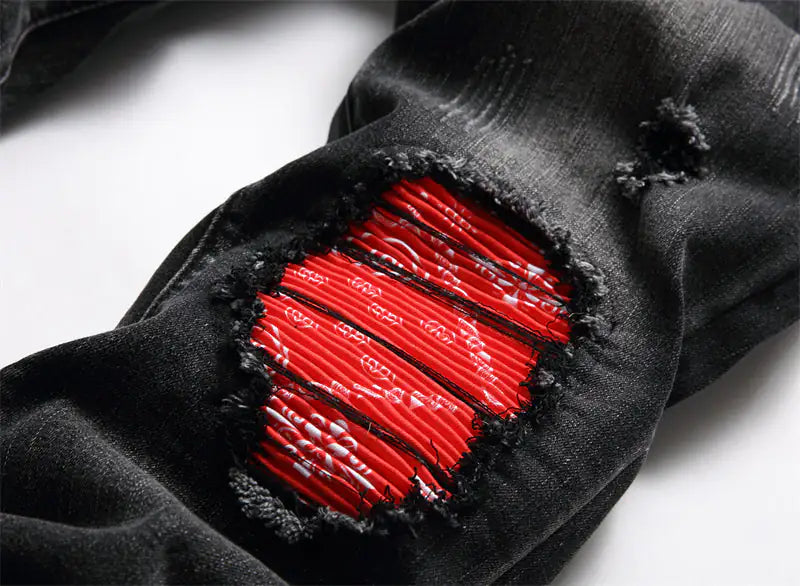 Rock Star Ripped Jeans | Red & Black Limited Edition