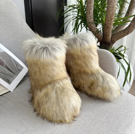 Quebec Raccoon Fur Snow Boots