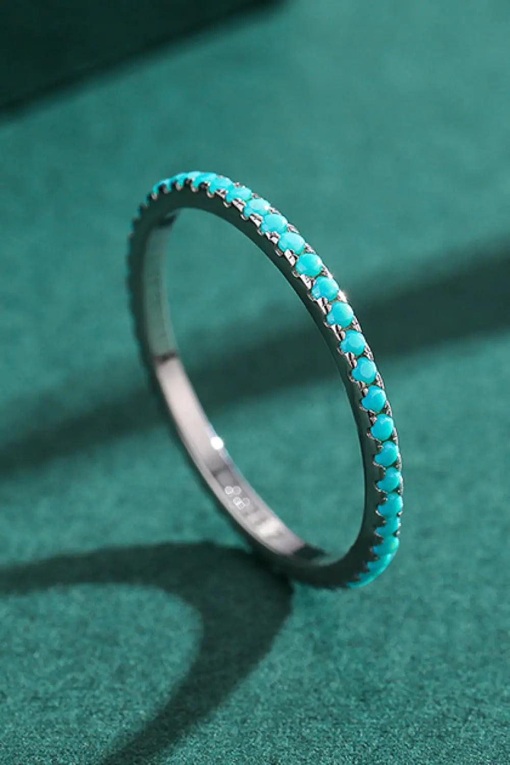 925 Sterling Silver Ring with Artificial Turquoise Stones