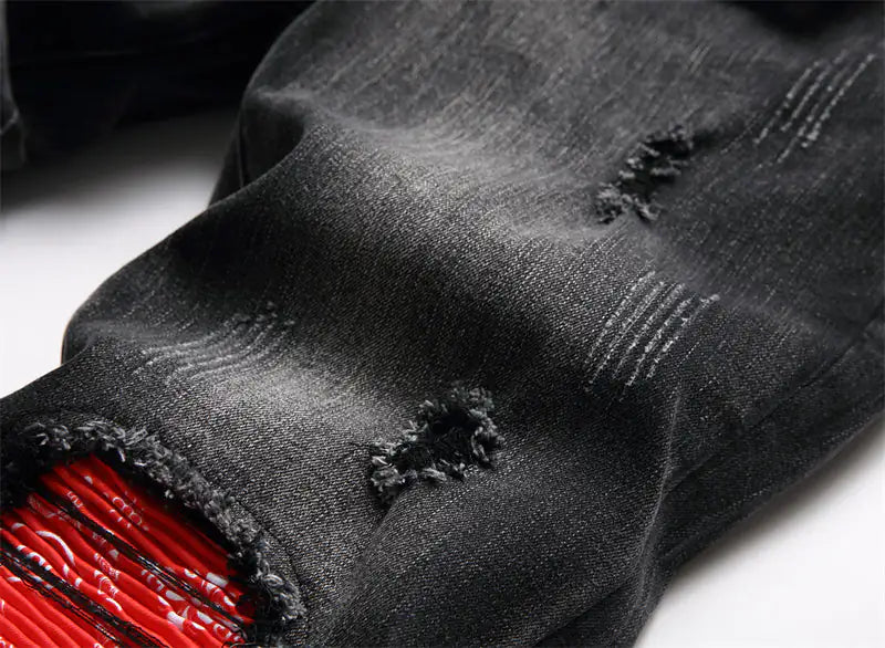 Rock Star Ripped Jeans | Red & Black Limited Edition