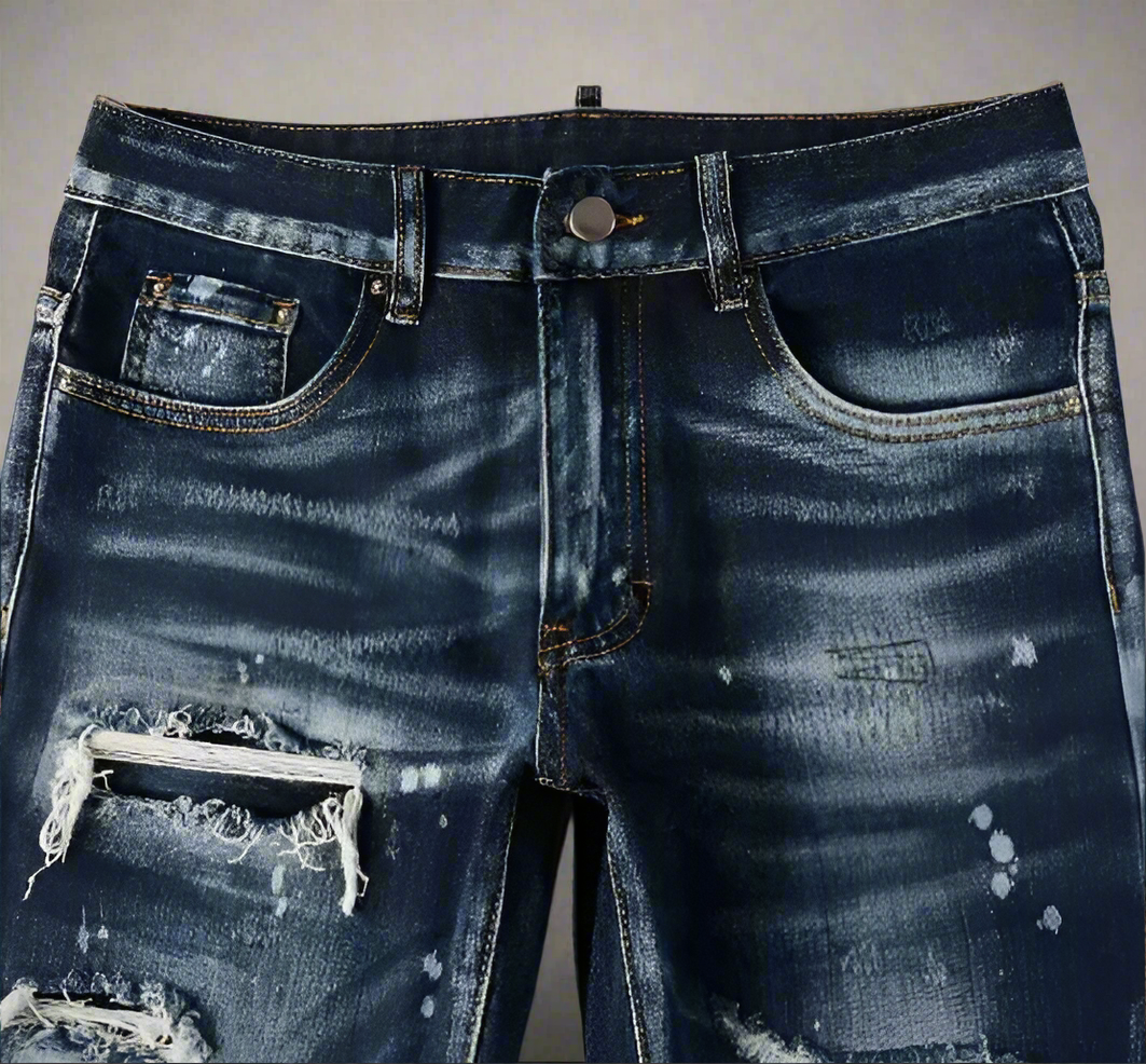 Alef Vakyr Collection | Street Dynamic Stretch Denim | Inked & Ripped Skinny Jeans