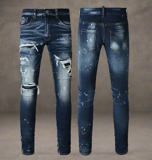 Alef Vakyr Collection | Street Dynamic Stretch Denim | Inked & Ripped Skinny Jeans