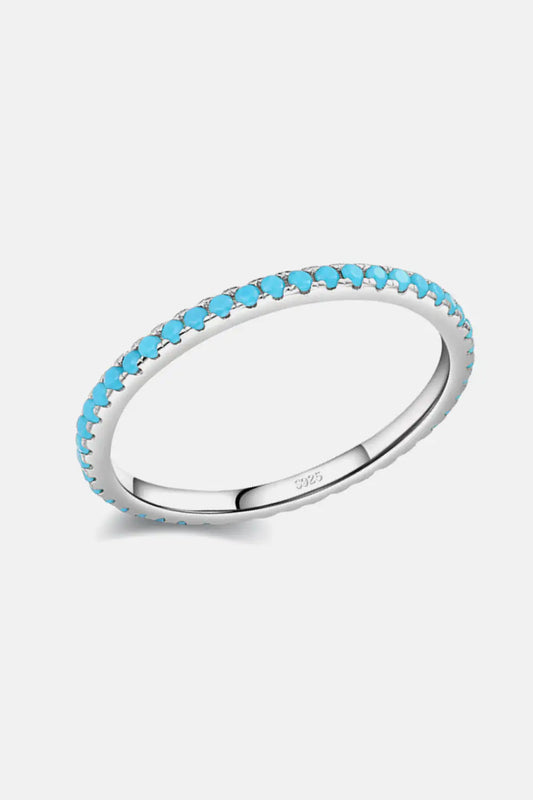 925 Sterling Silver Ring with Artificial Turquoise Stones